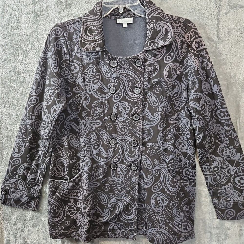 Curants Women's  Sz Lg Gray Paisley blazer